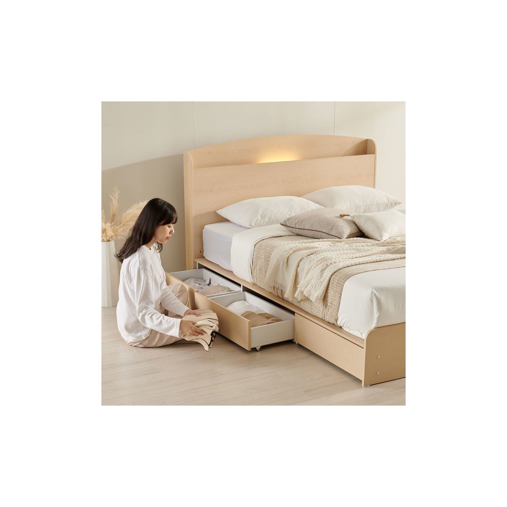 포스트모던 룩셈 LED 수납 침대 프레임 SS Q (매트리스 선택)