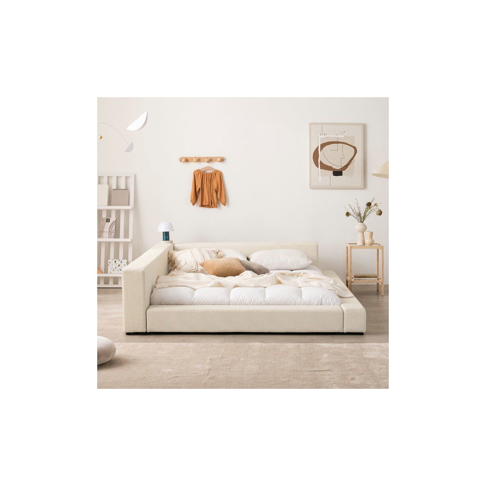 상일리베가구 큐브 저상형 낮은 가죽 침대 SS/Q