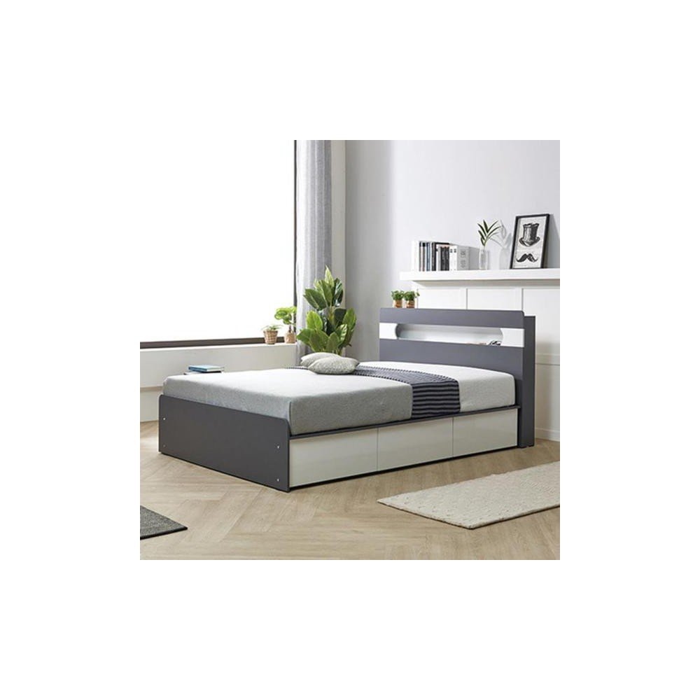 수납침대 신혼 그레이 화이트 LED 조명 오피스텔 이사 연수원 편안한 심플 자취