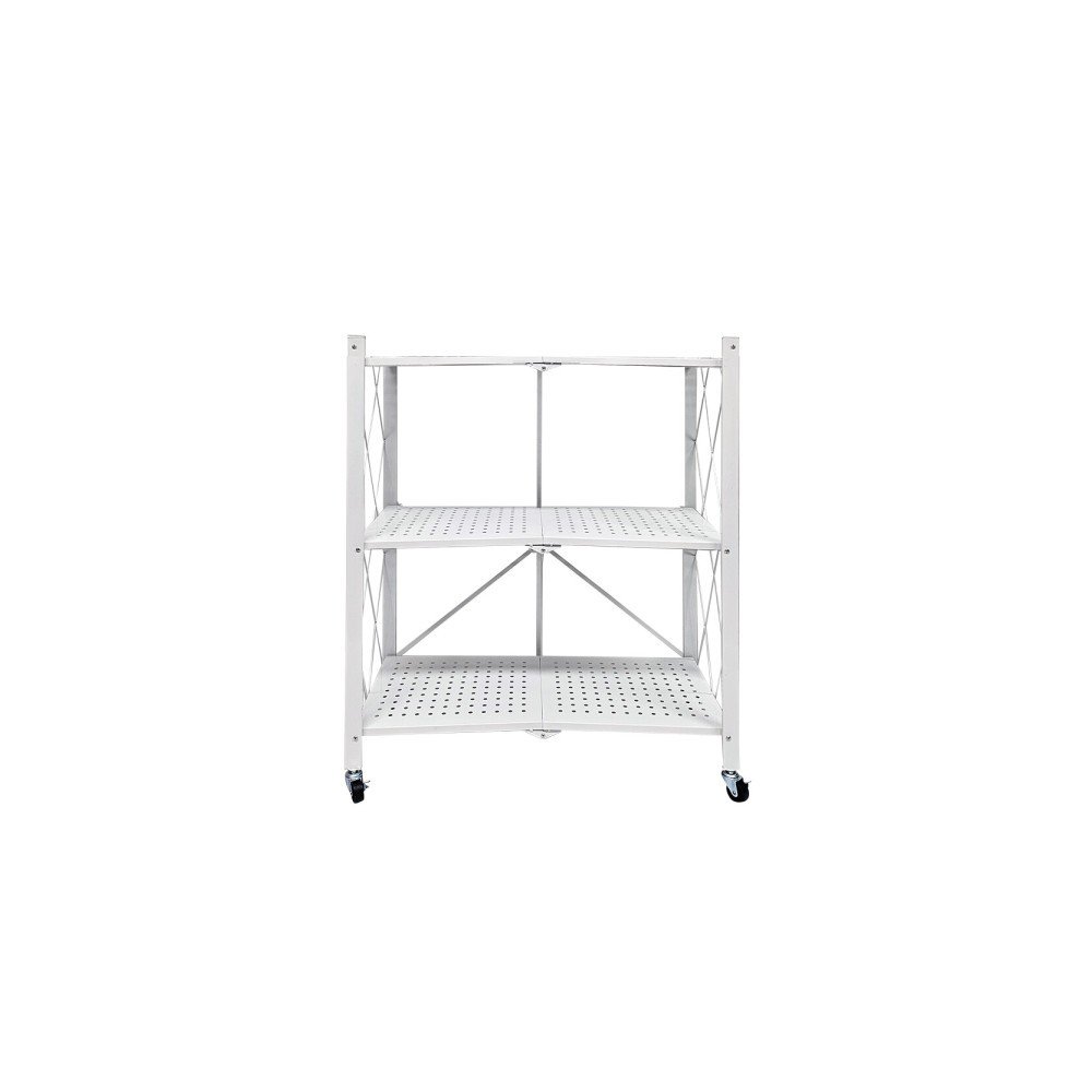 폴딩선반 3단 화이트 원터치 접이식 철제 이동식 철제선반 간편폴딩 수납 FS3